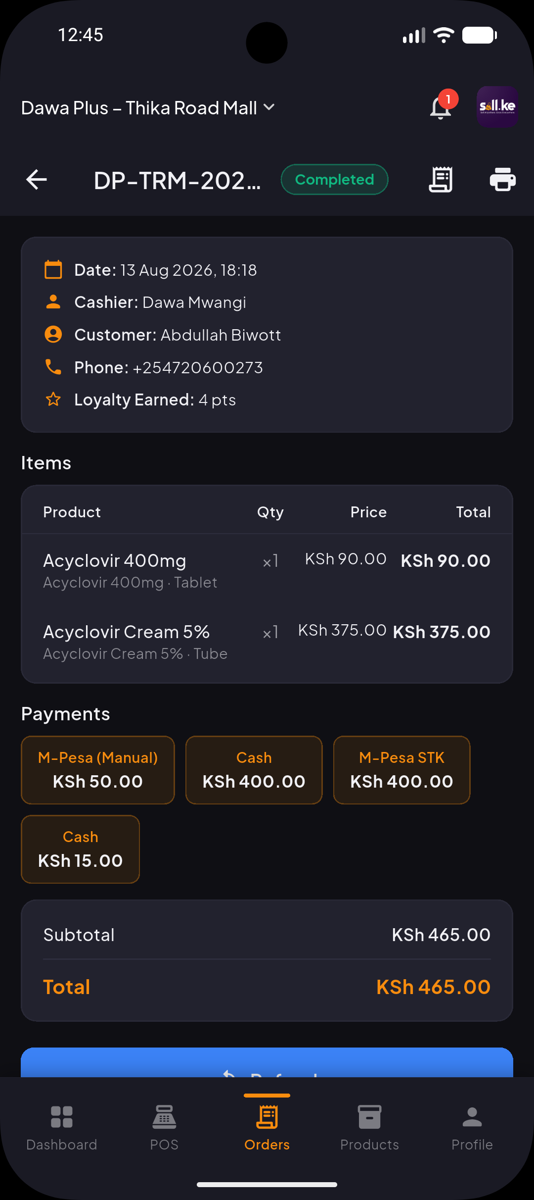 Sell.ke mobile app — POS, sales and stock from your phone